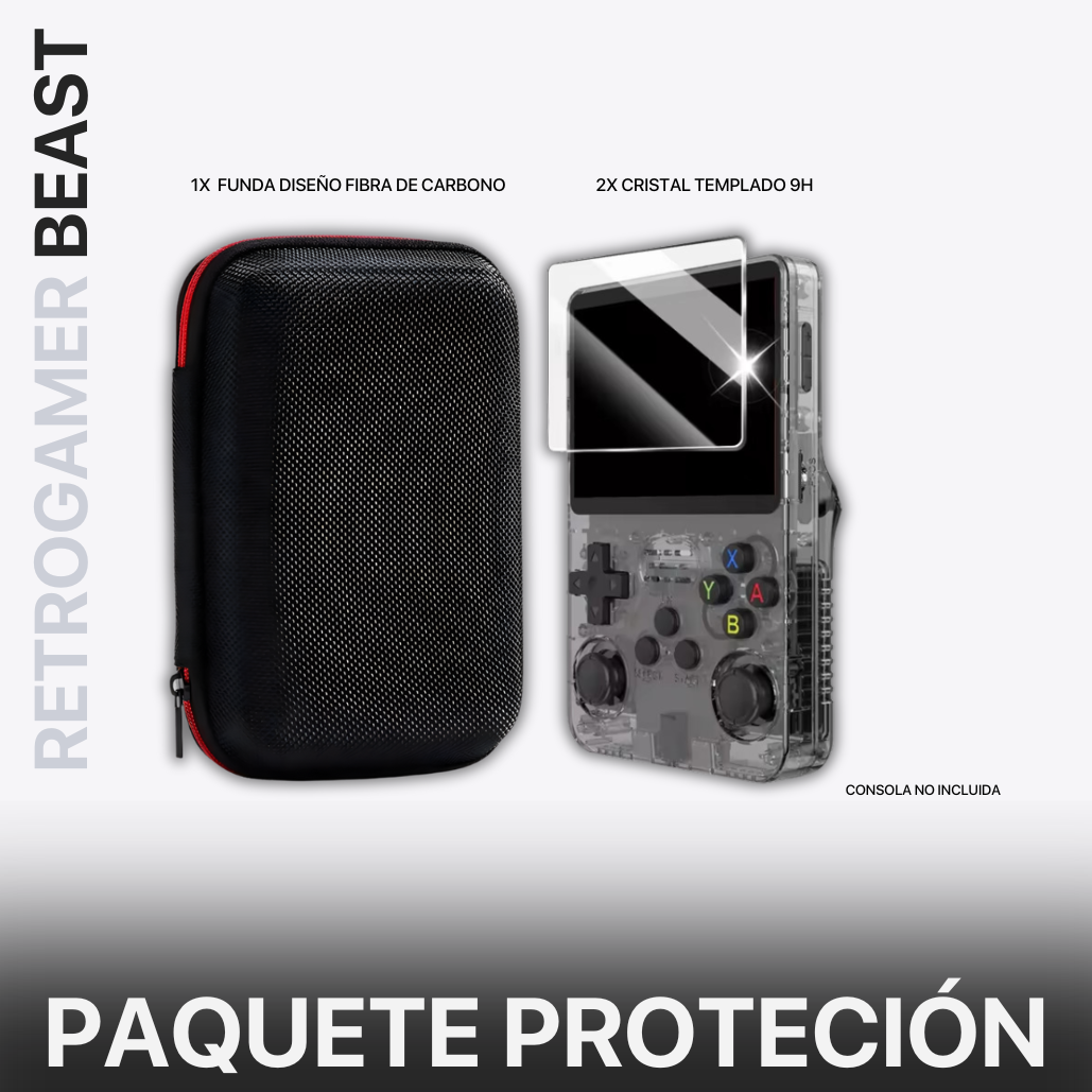 Paquete de Funda Protectora + 2 Cristales Templados para RetroGamer® Beast - RetroGamer® México