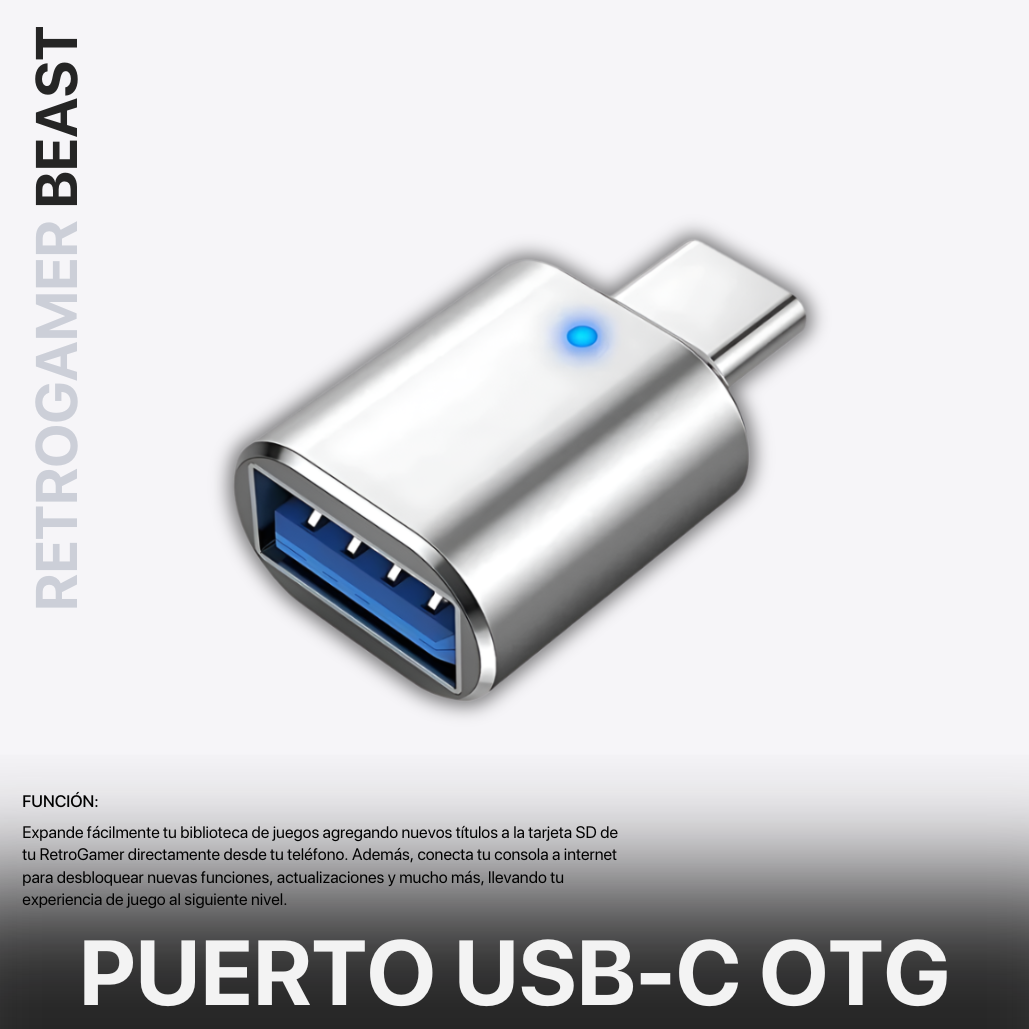 Puerto USB-C OTG para RetroGamer® BEAST (Agrega más juegos con facilidad desde tu teléfono) - RetroGamer® México