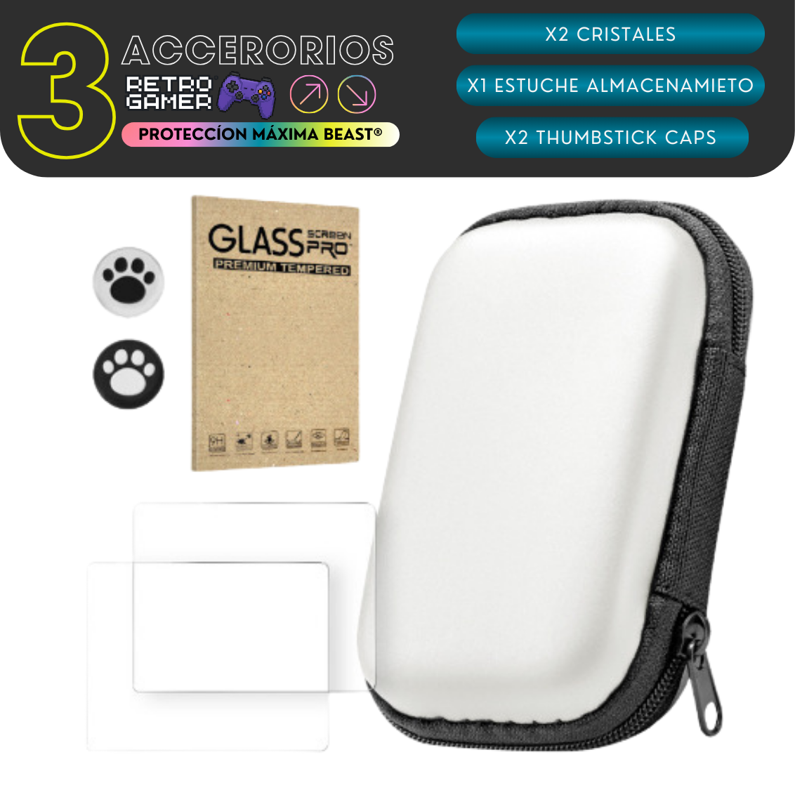 TRANSPORTE para Beast® (Estuche + Gomas + Cristal) - RetroGamer™