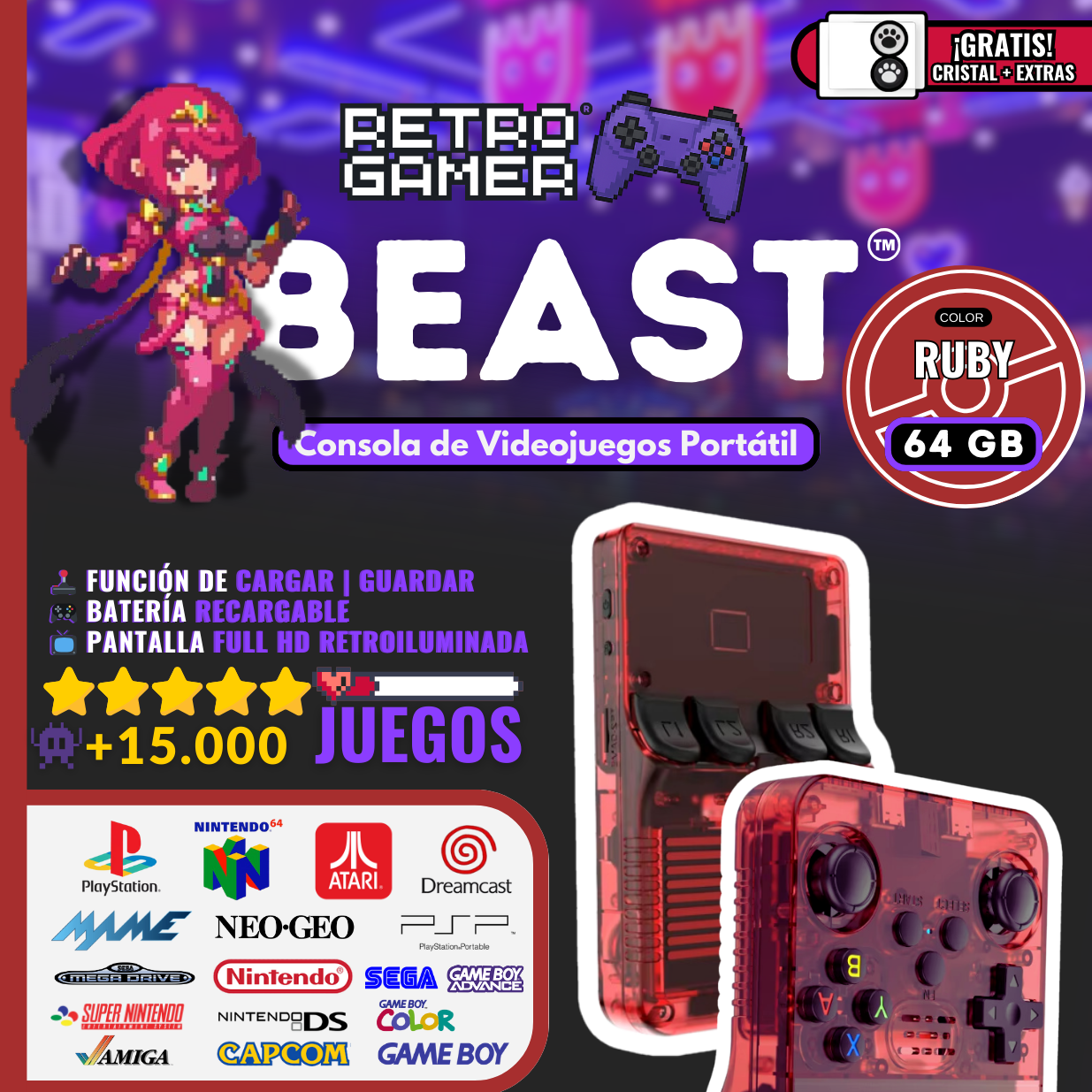 RetroGamer® BEAST. Portable video game console.