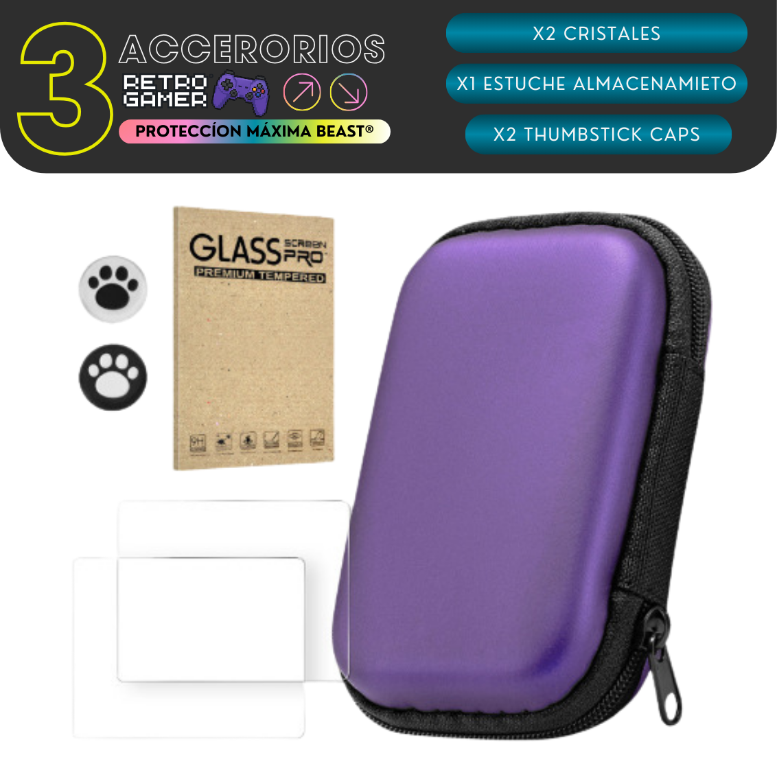TRANSPORTE para Beast® (Estuche + Gomas + Cristal) - RetroGamer™