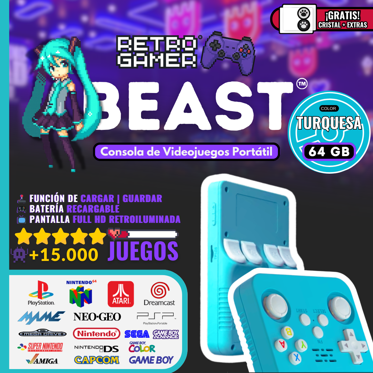 RetroGamer® BEAST. Portable video game console.