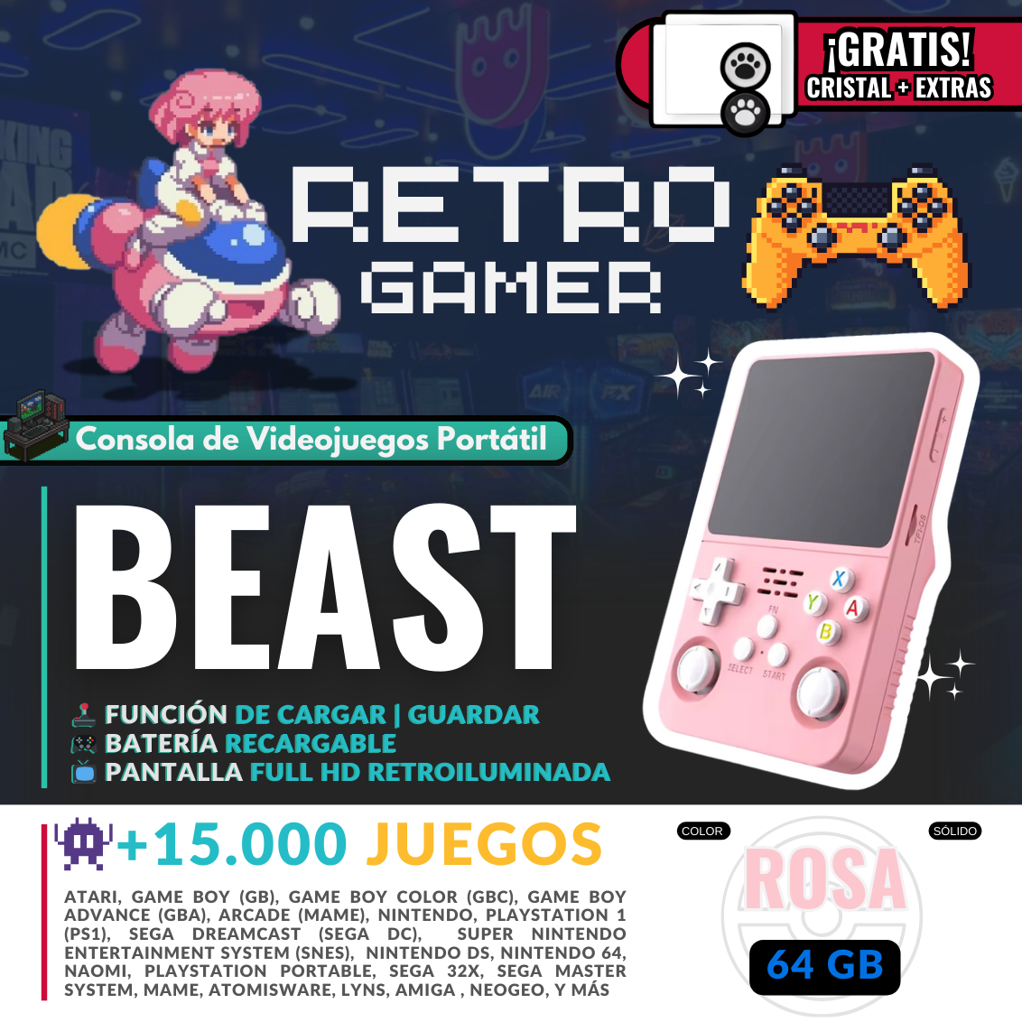 RetroGamer® BEAST. Portable video game console.
