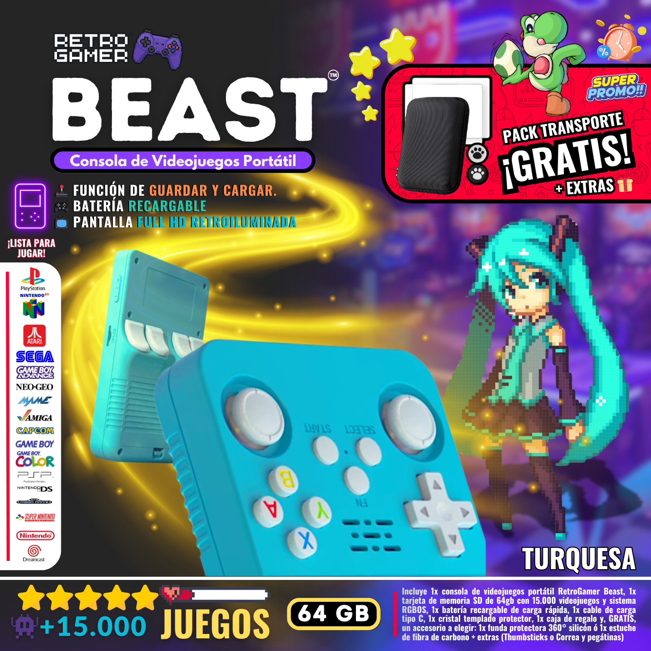 RetroGamer® BEAST. Portable video game console.