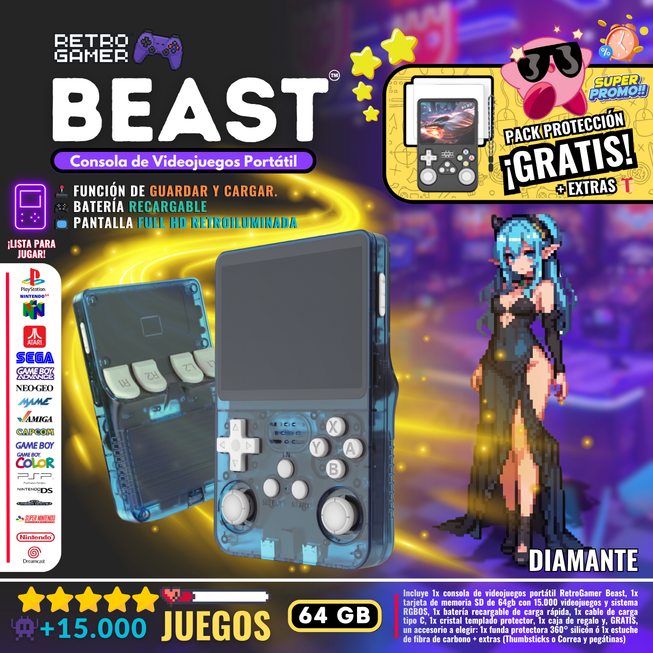 RetroGamer® BEAST. Portable video game console.