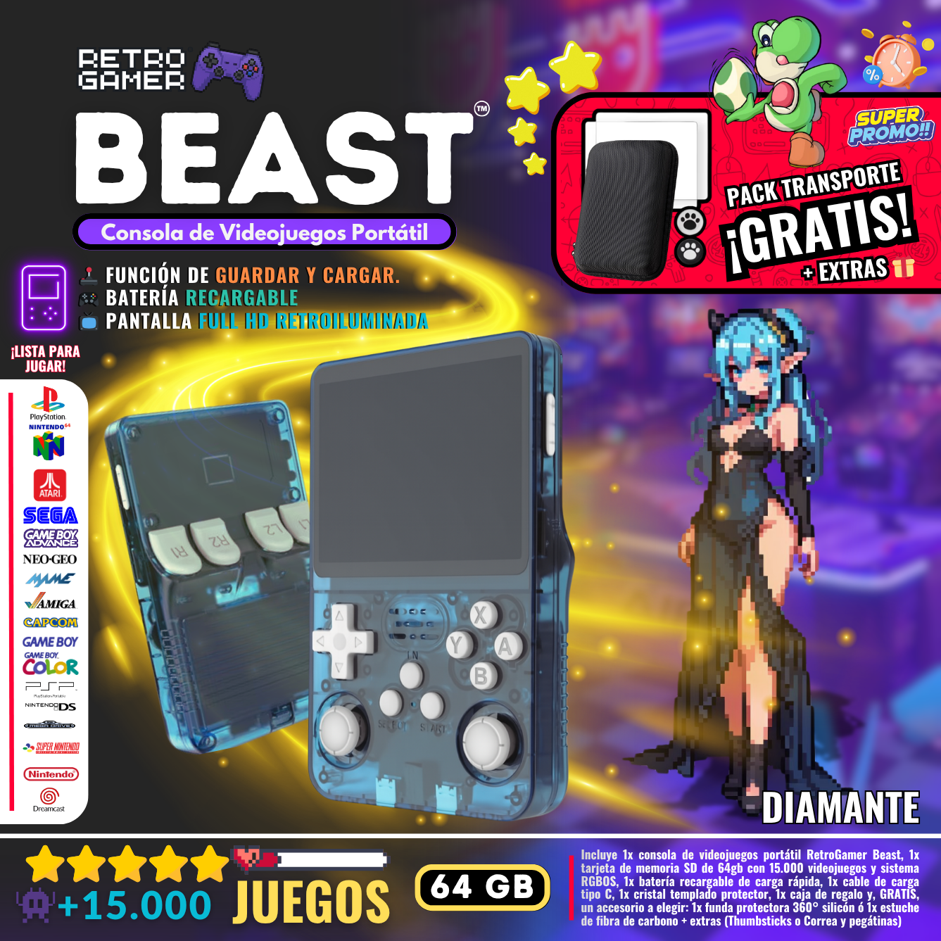RetroGamer® BEAST. Portable video game console.