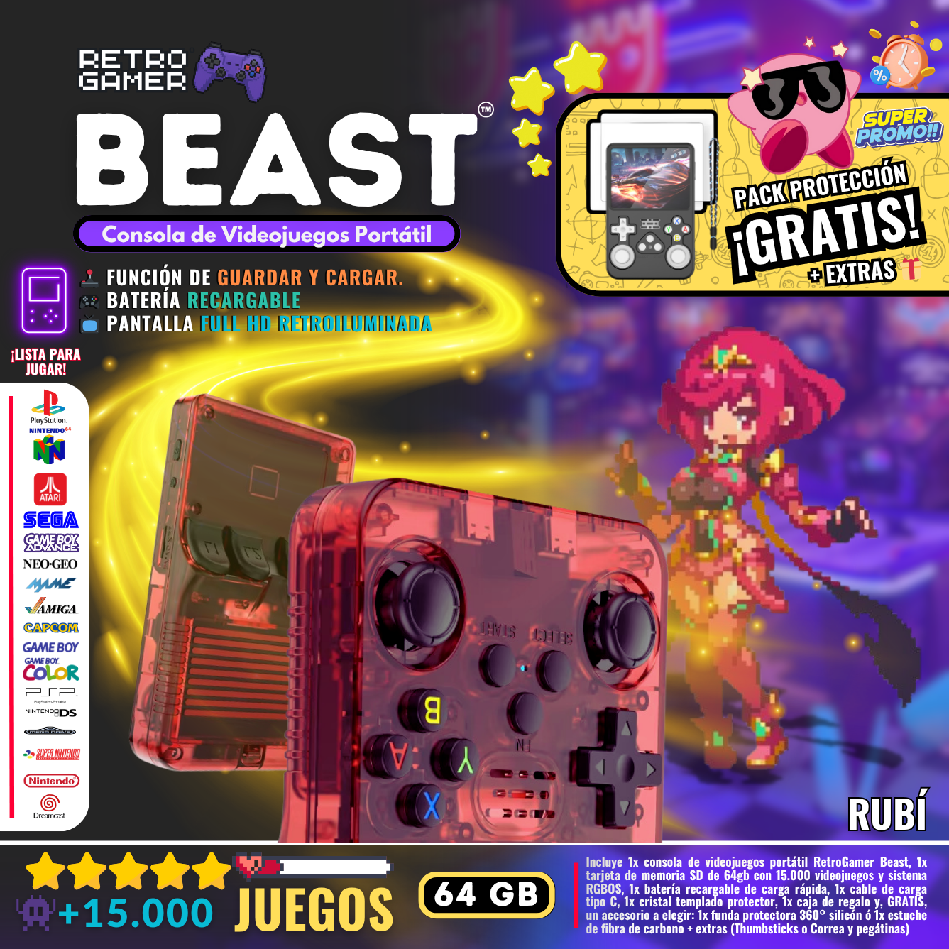 RetroGamer® BEAST. Portable video game console.