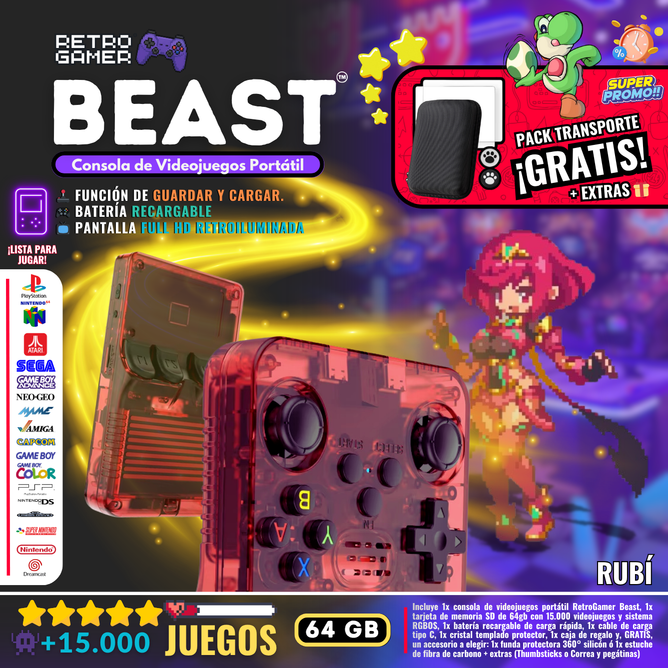 RetroGamer® BEAST. Portable video game console.