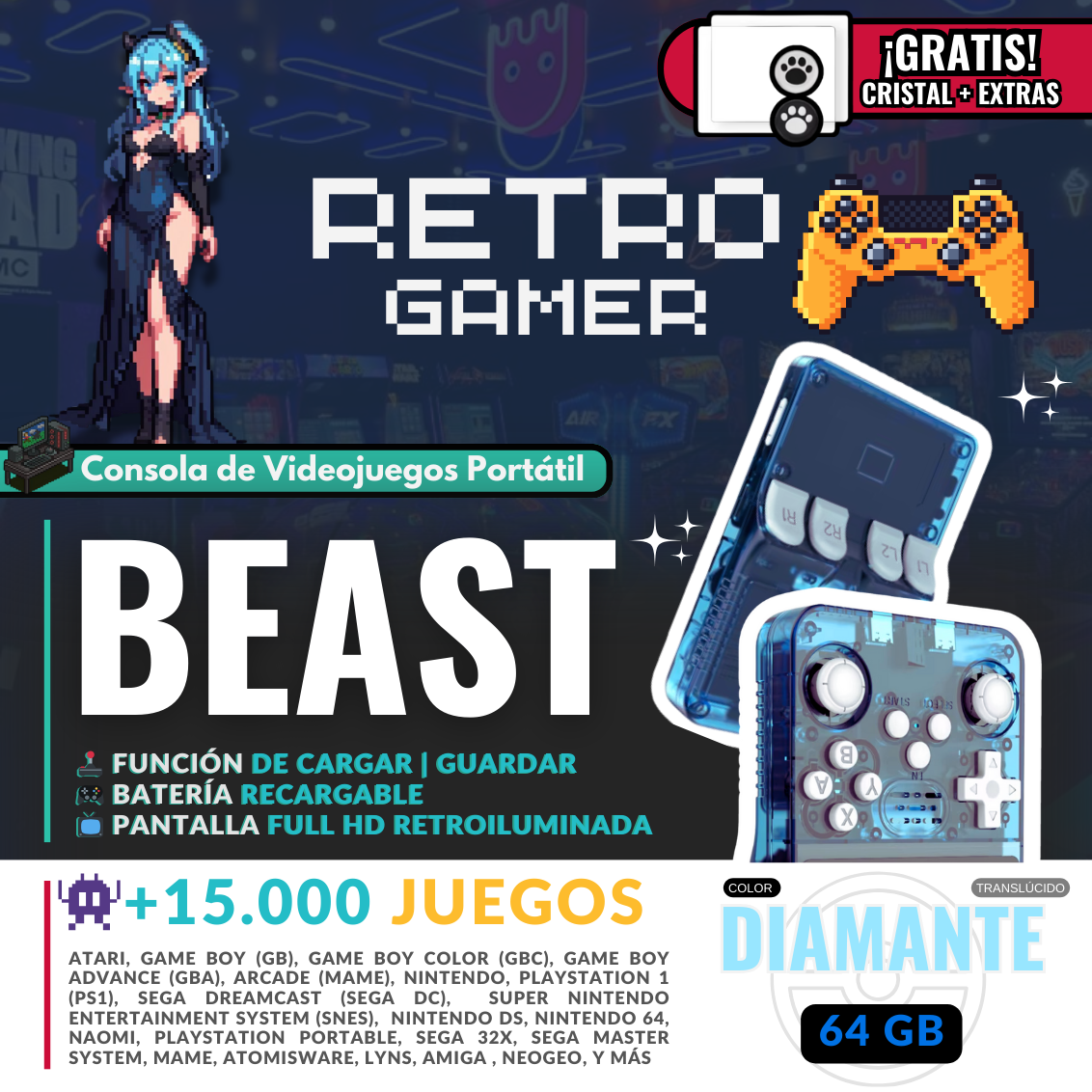 RetroGamer® BEAST. Portable video game console.