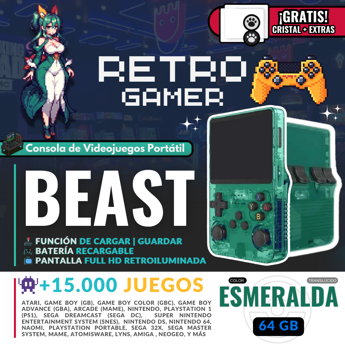 RetroGamer® BEAST. Portable video game console.