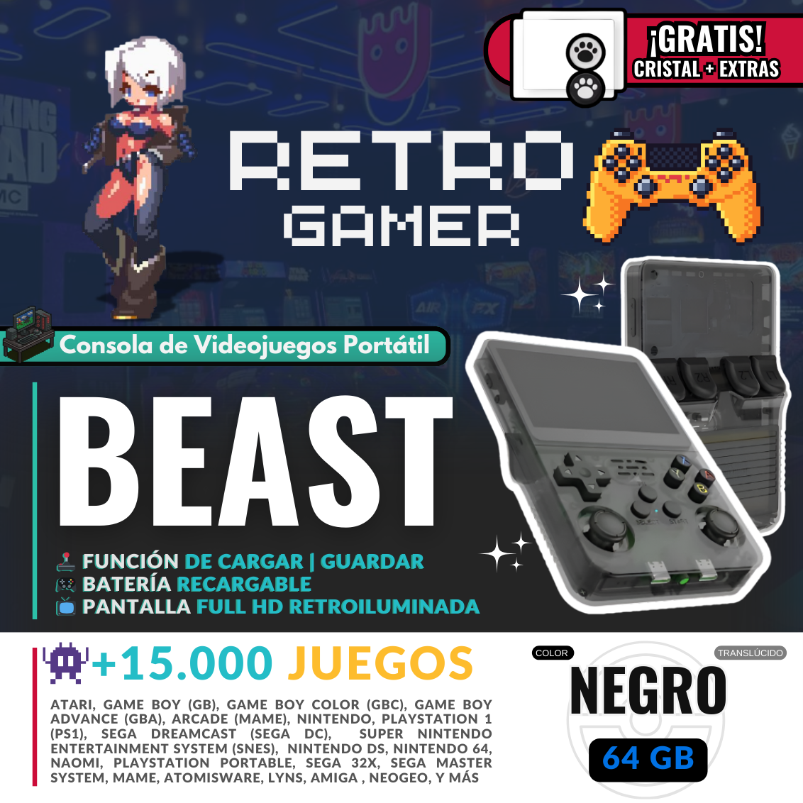 RetroGamer® BEAST. Portable video game console.