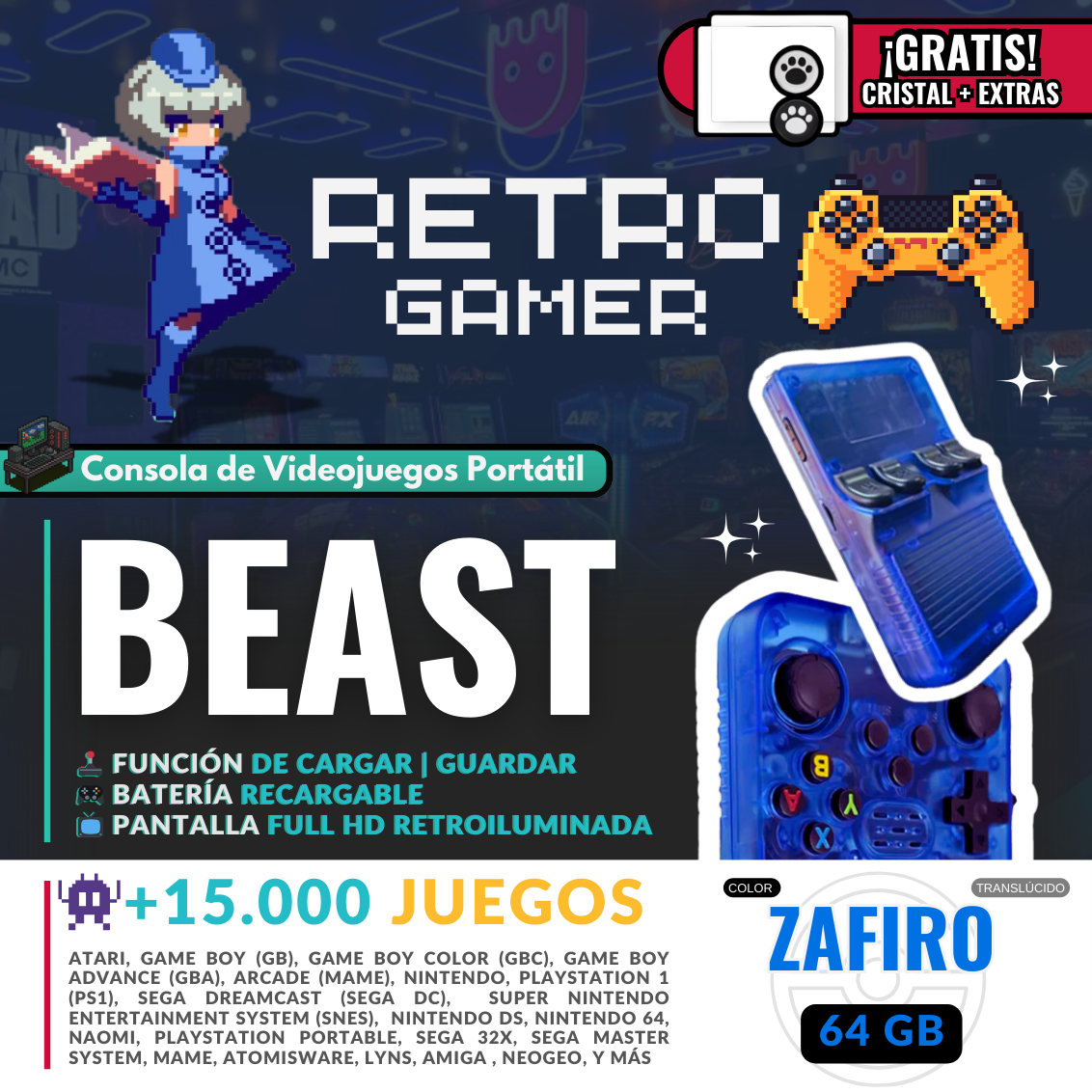 RetroGamer® BEAST. Portable video game console.