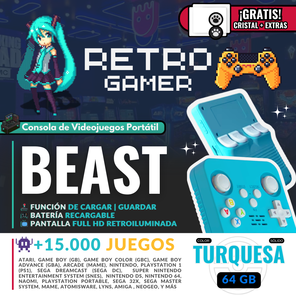 RetroGamer® BEAST. Portable video game console.